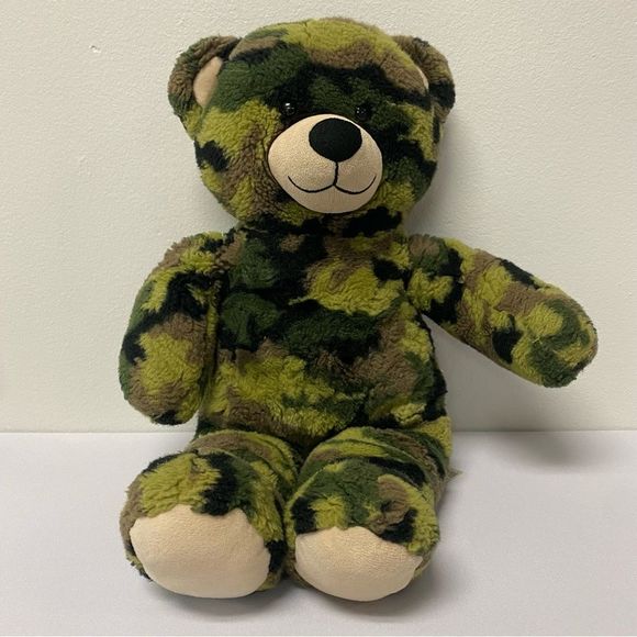 Build A Bear Camo Camouflage Green Military 17" Soft Plush Bear BABW - Picture 2 of 11